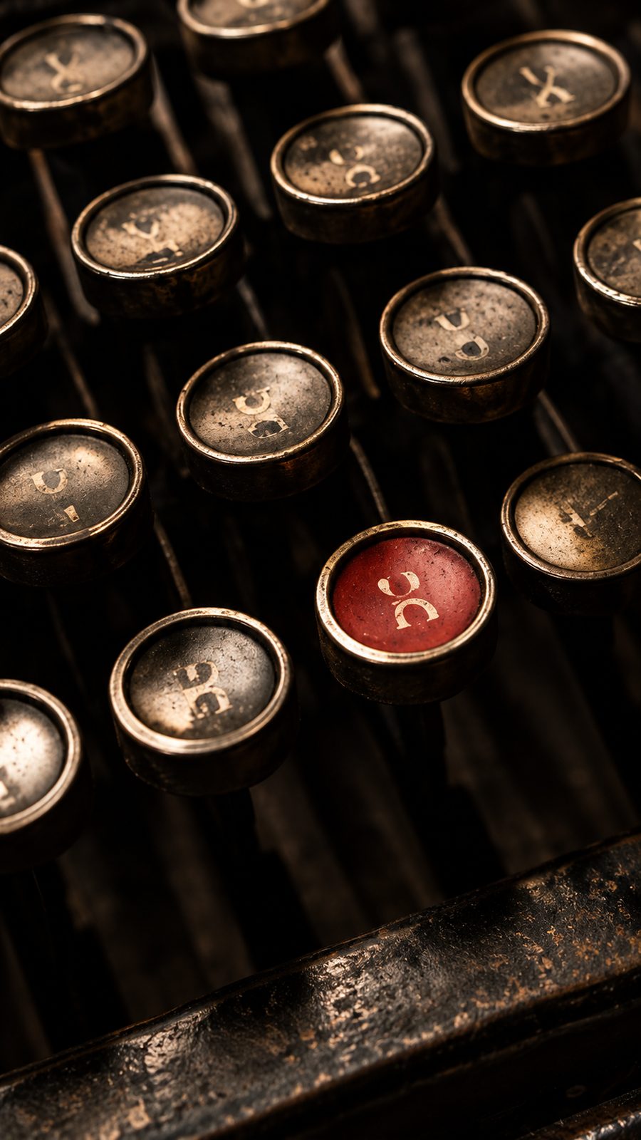 Typewriter keys, one of them red